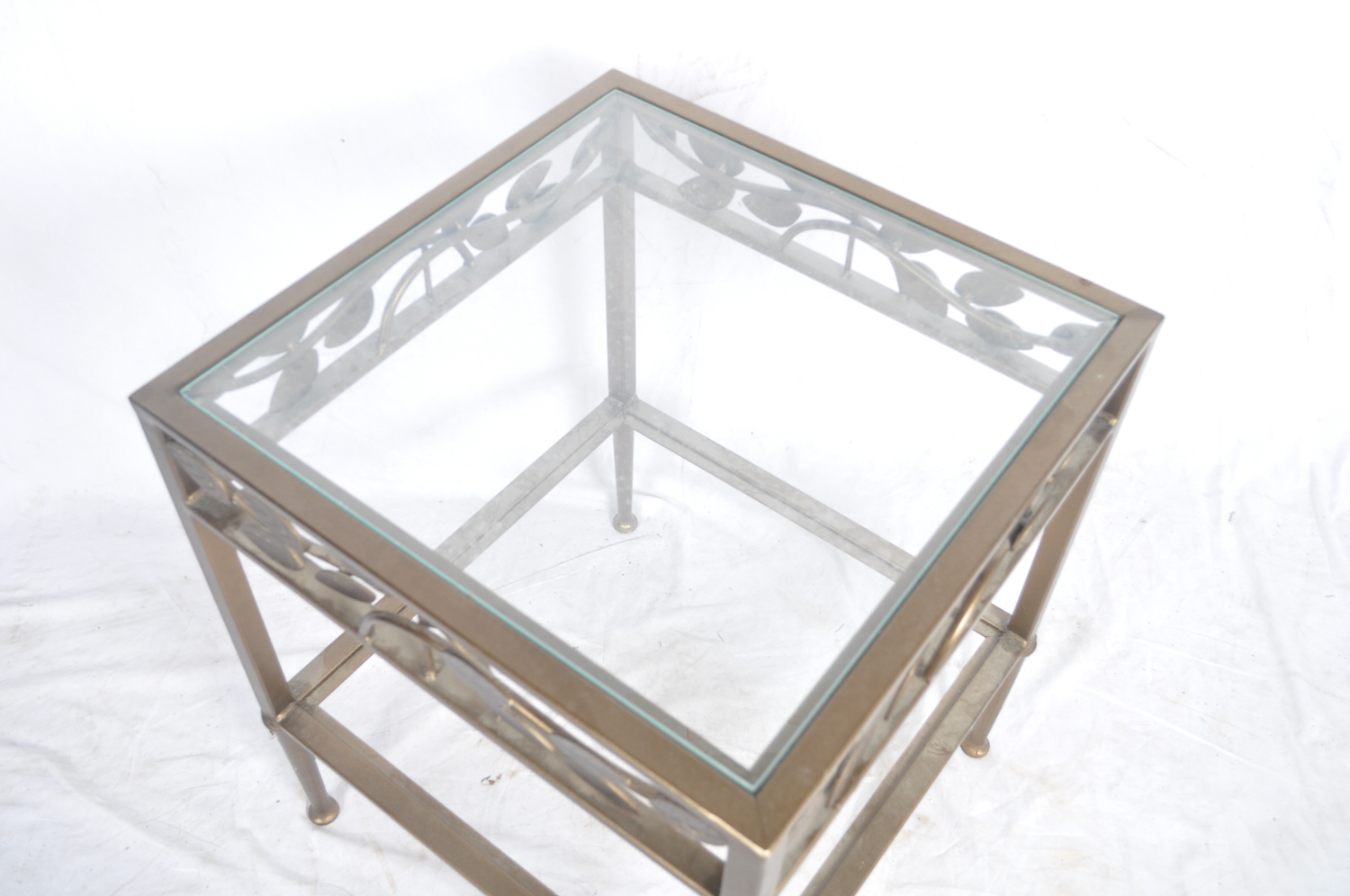 Metal End Table With Glass Top
