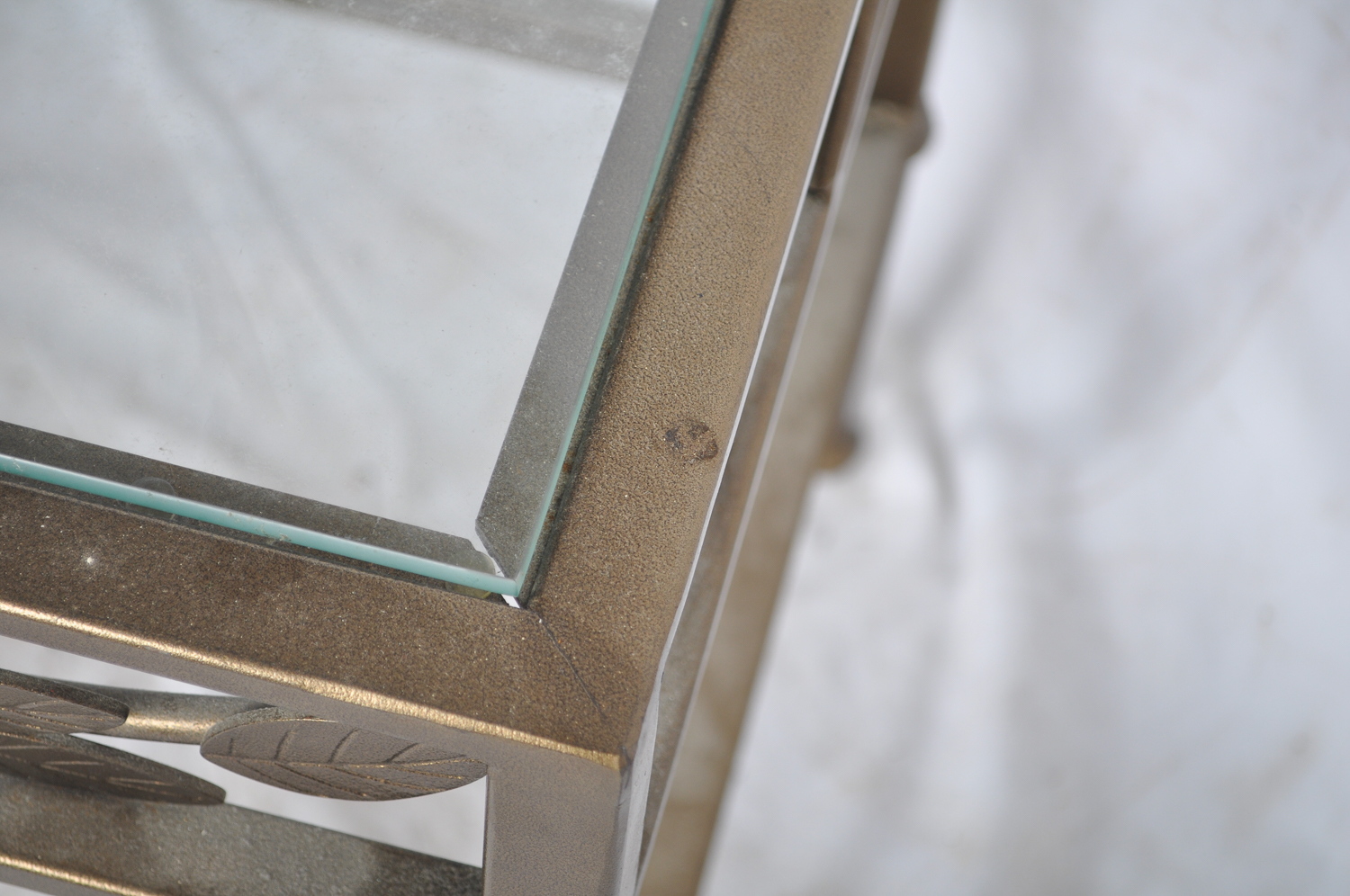 Metal End Table With Glass Top