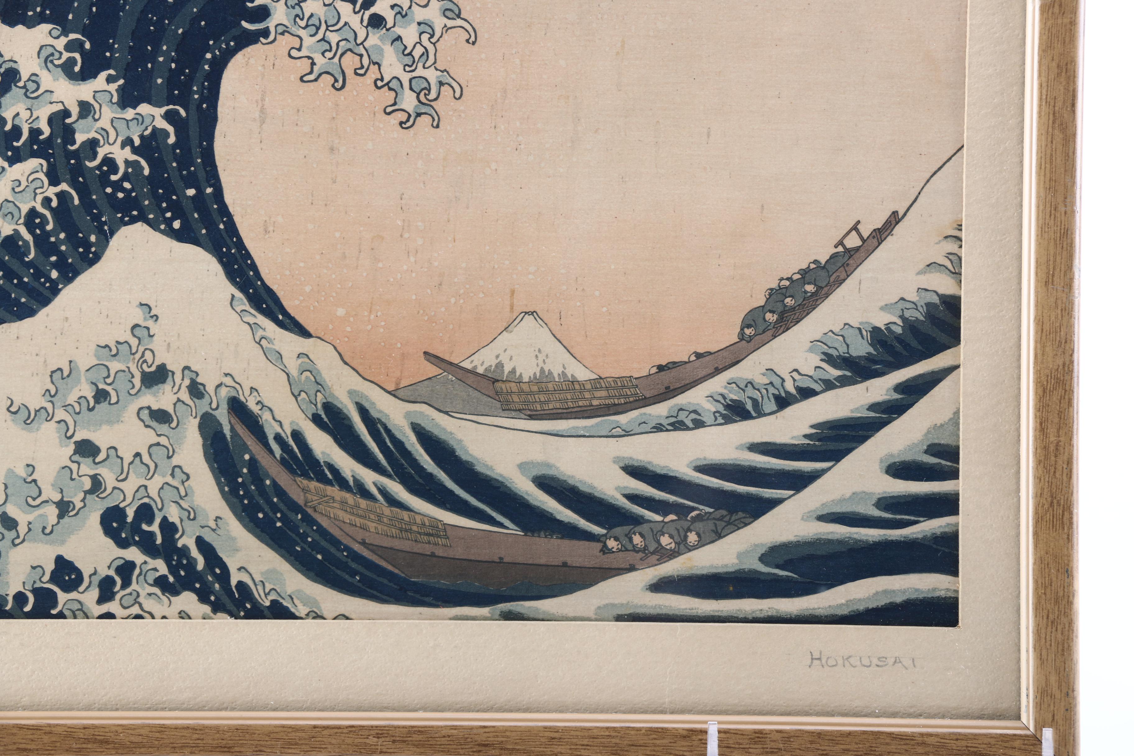 Posthumous Katsushika Hokusai Woodblock Print "The Great Wave of Kanagawa"