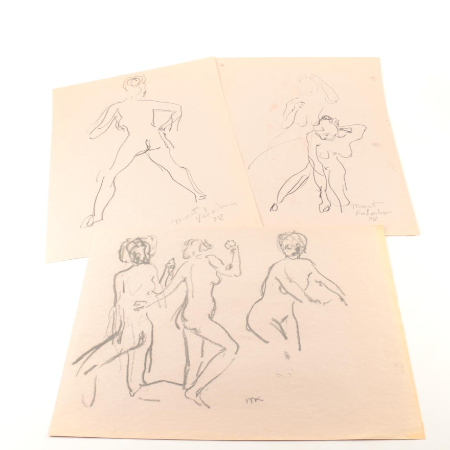 Murat Kaboulov Original Charcoal on Paper of Figure Studies