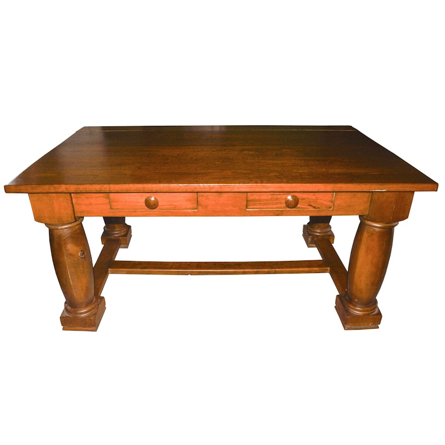 Solid Wood Table With Drawers