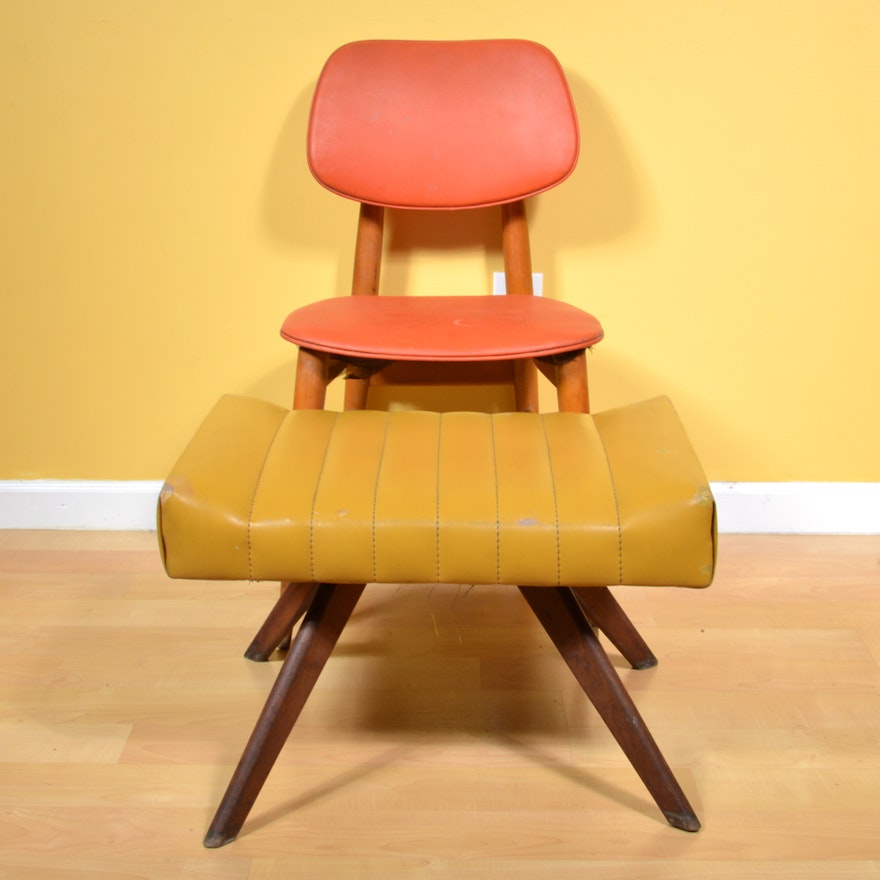 Vintage Vinyl Chair by Thonet and Foot Stool by Charlton Co. of Calif.