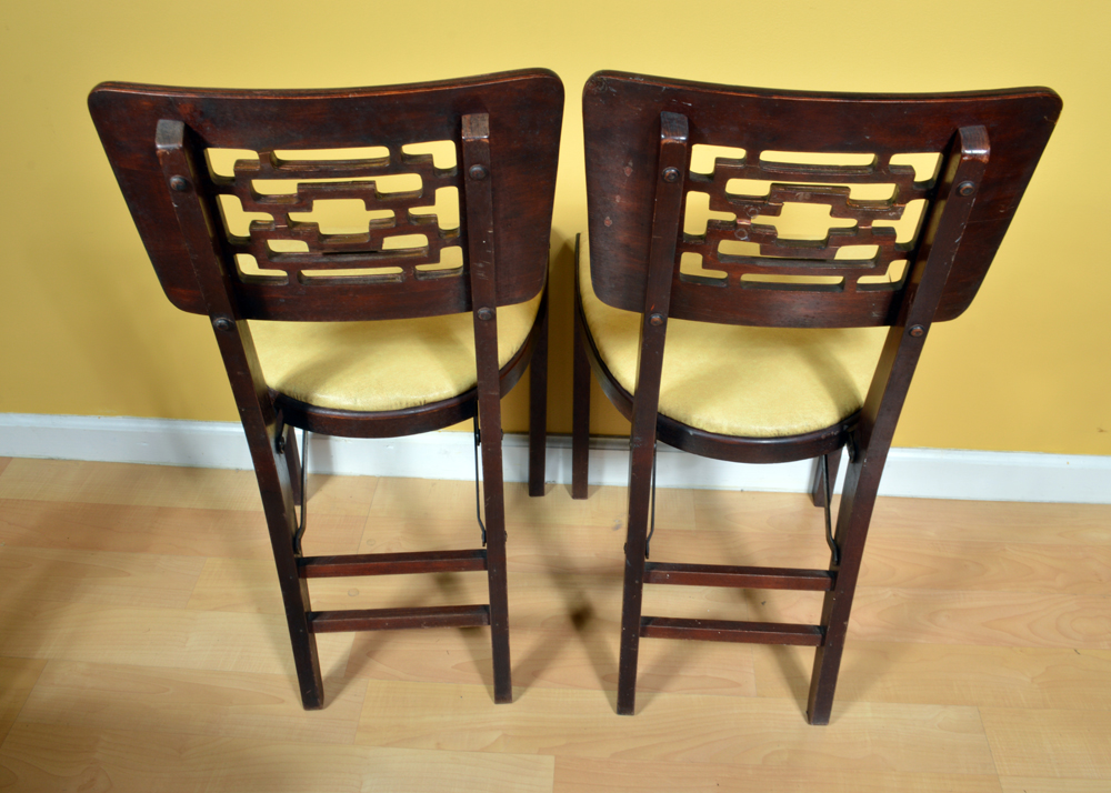 Four Vintage Wood Folding Chairs by Stakmore