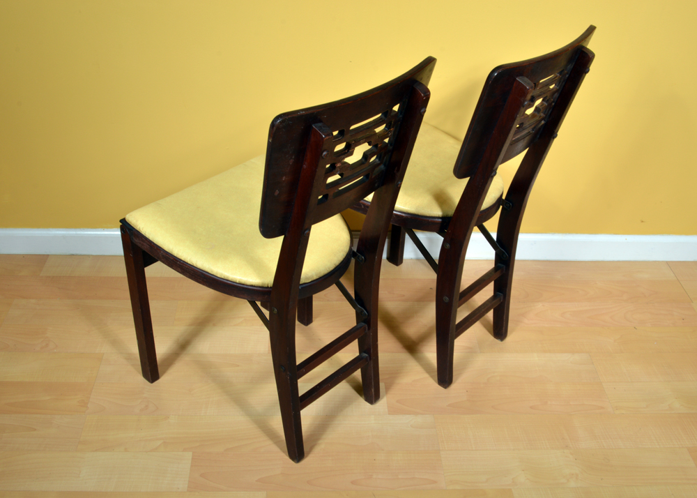 Four Vintage Wood Folding Chairs by Stakmore