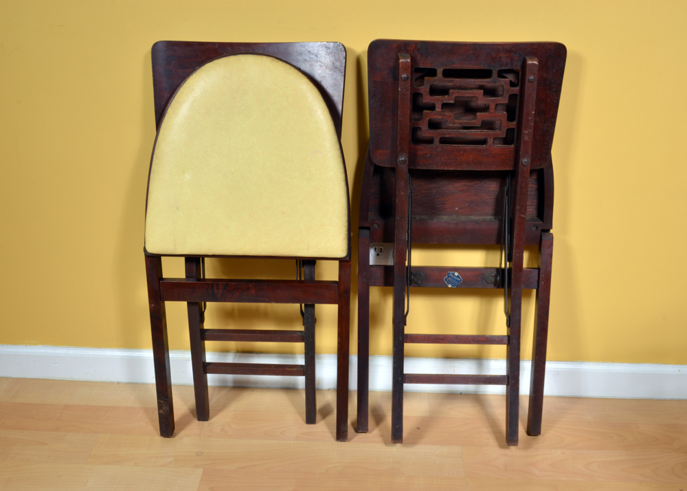 Four Vintage Wood Folding Chairs by Stakmore