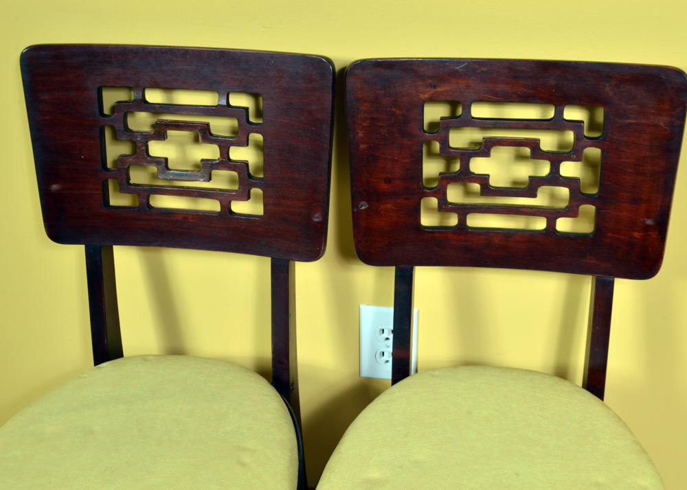 Four Vintage Wood Folding Chairs by Stakmore