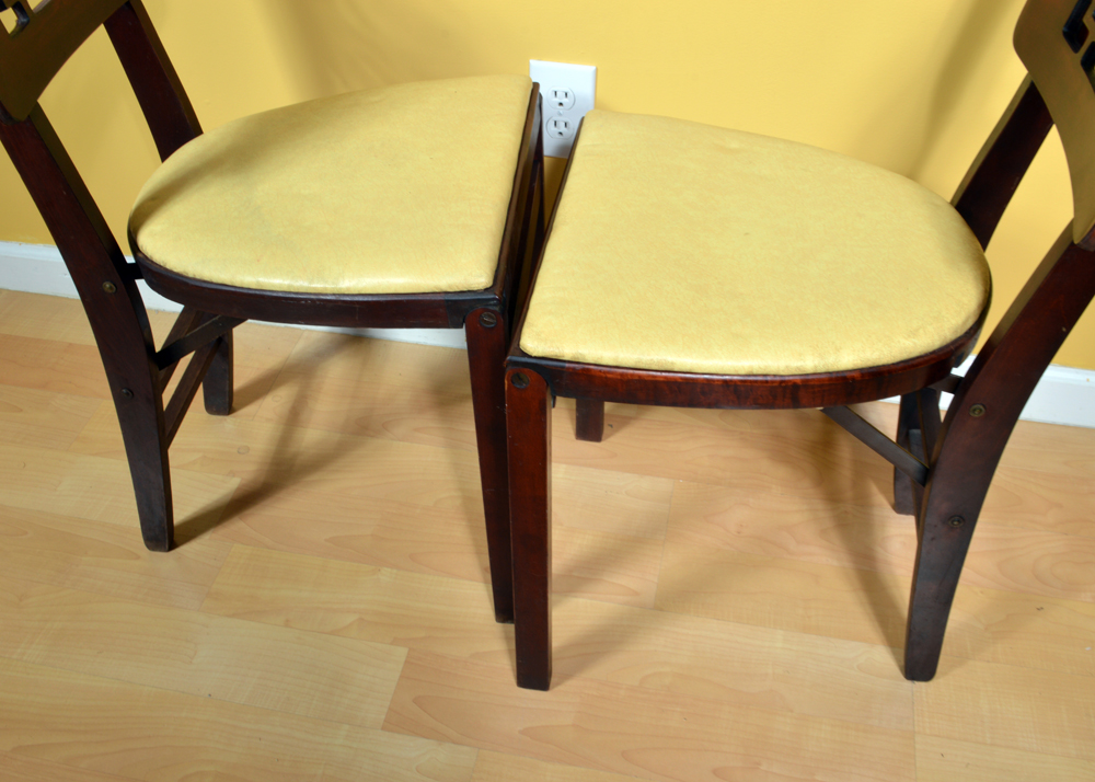 Four Vintage Wood Folding Chairs by Stakmore