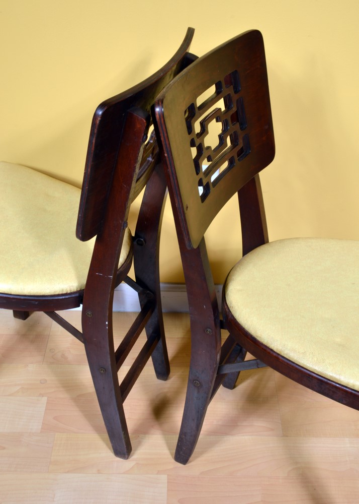 Four Vintage Wood Folding Chairs by Stakmore