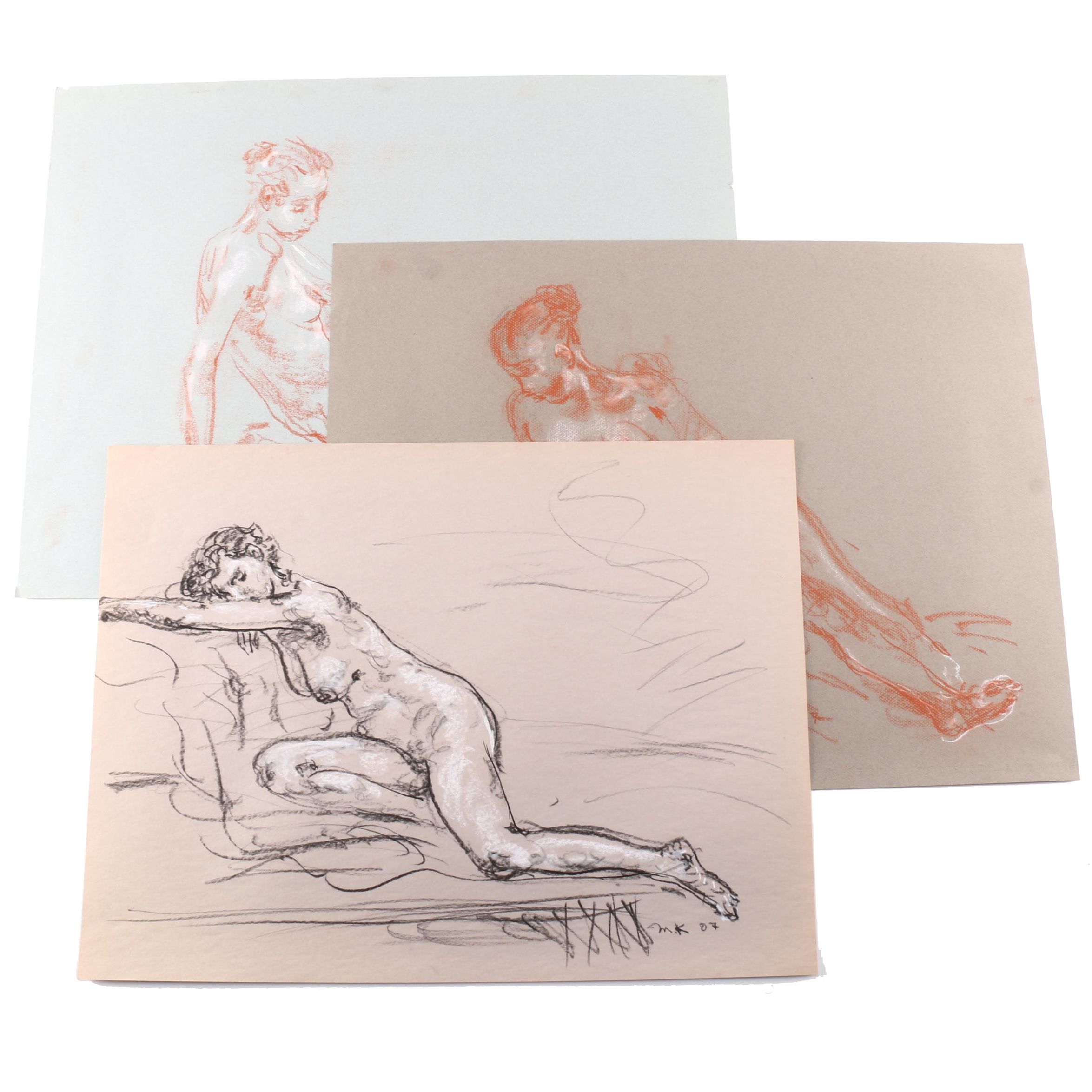 Murat Kaboulov Charcoal and Conte Crayon Figure Drawings