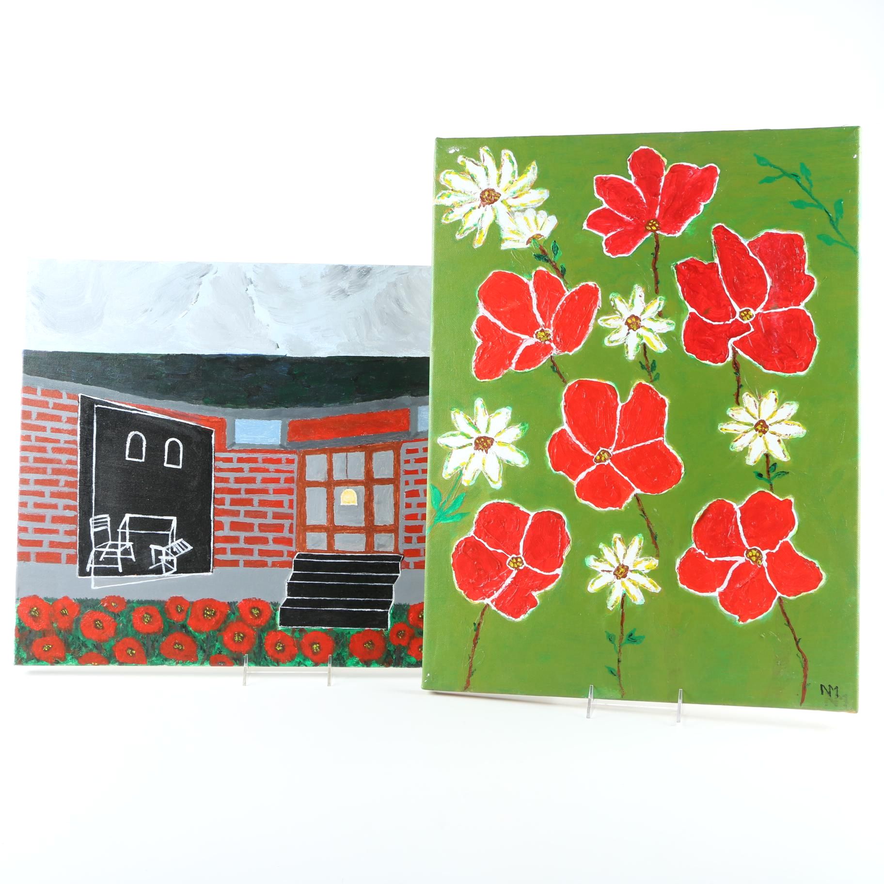 Circa 2016 NM Vibrant Acrylic Paintings