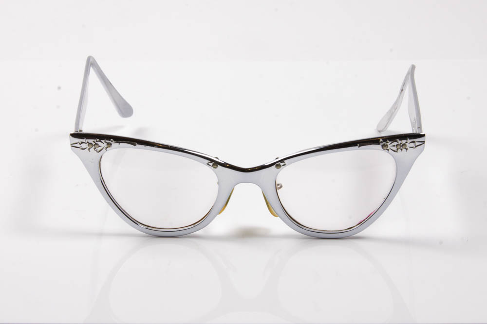 1950's Aluminum Cat Eye Glasses and Case