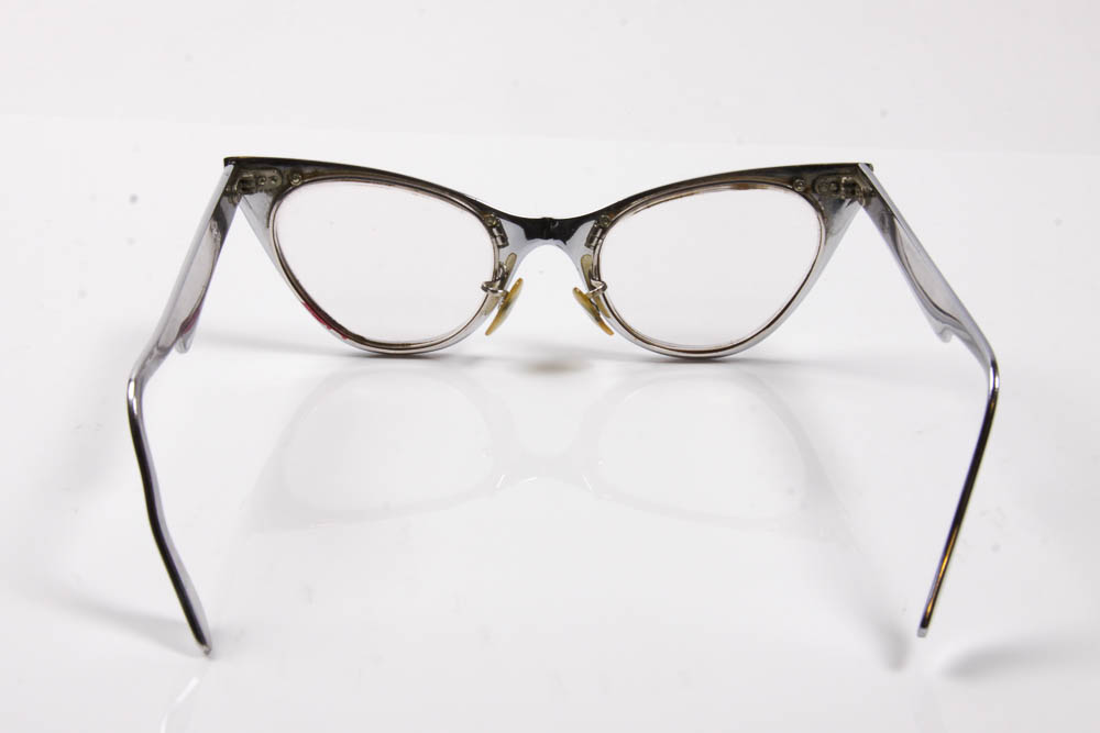 1950's Aluminum Cat Eye Glasses and Case
