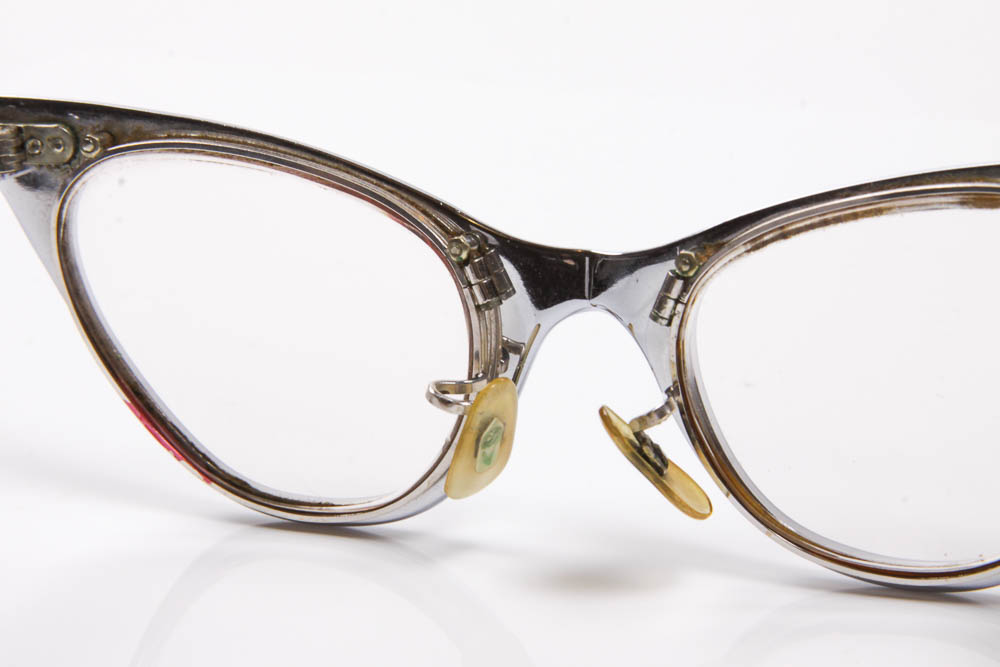 1950's Aluminum Cat Eye Glasses and Case