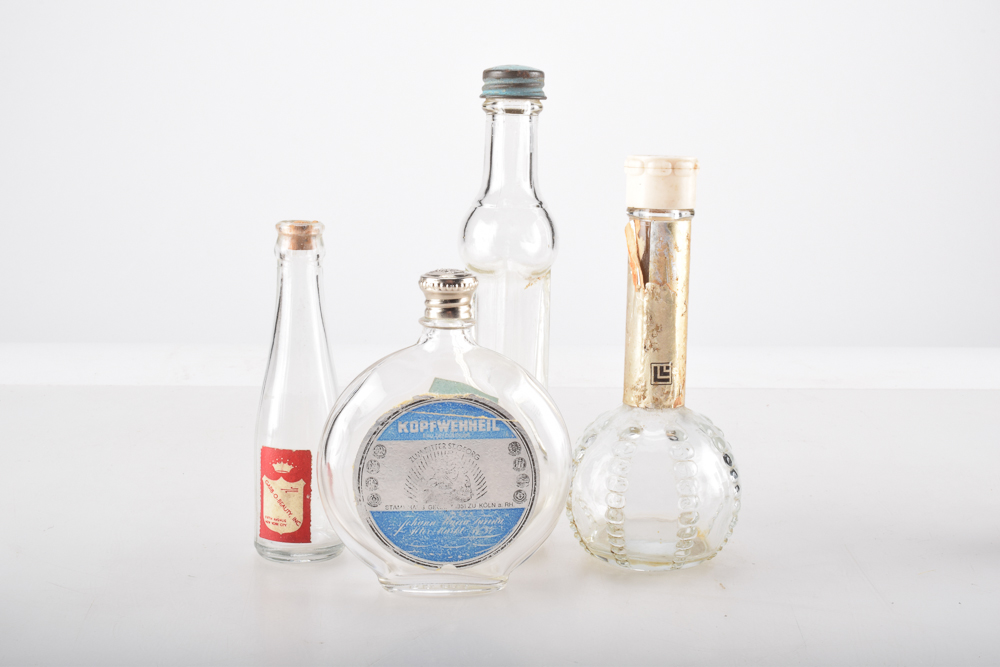 Vintage Glass Perfume Bottles and Shave Kit