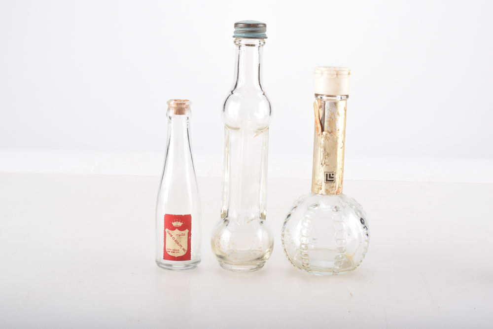 Vintage Glass Perfume Bottles and Shave Kit