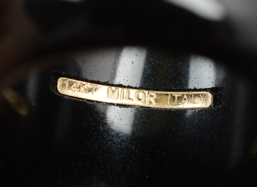 Milor 14K Yellow Gold Black Onyx Italian Coin Ring