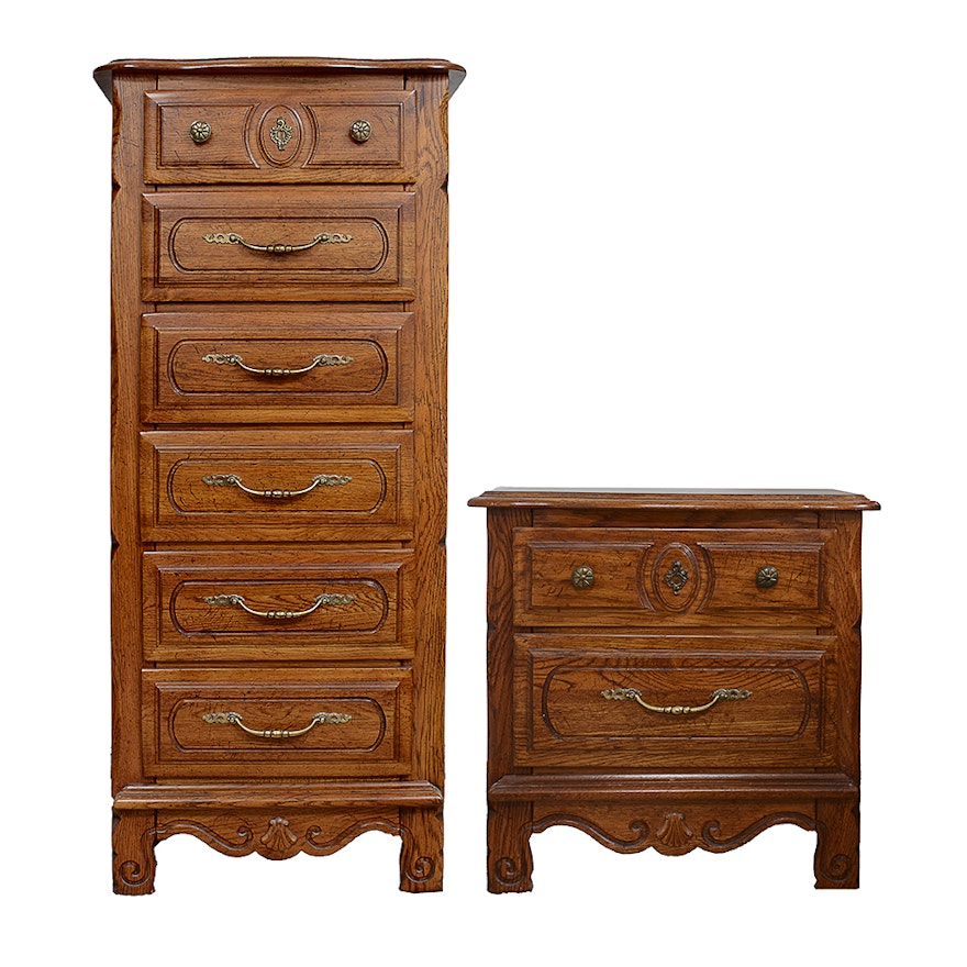 Wooden Tall Chest of Drawers and Nightstand