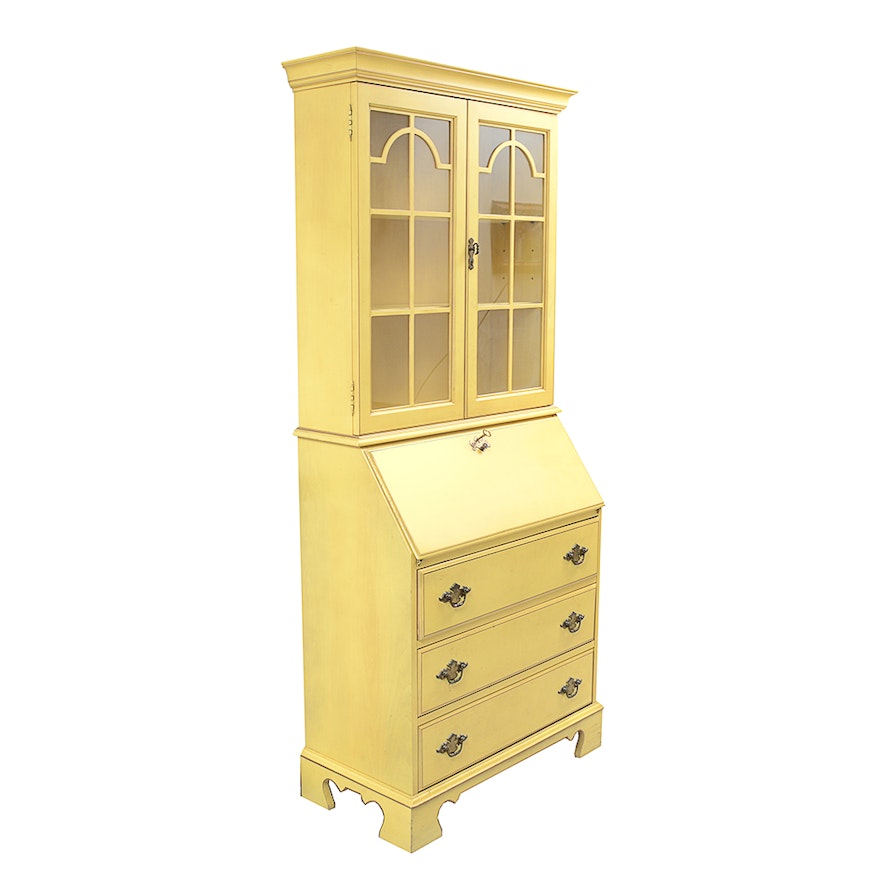 Vintage Jasper Cabinet Yellow Wooden Secretary