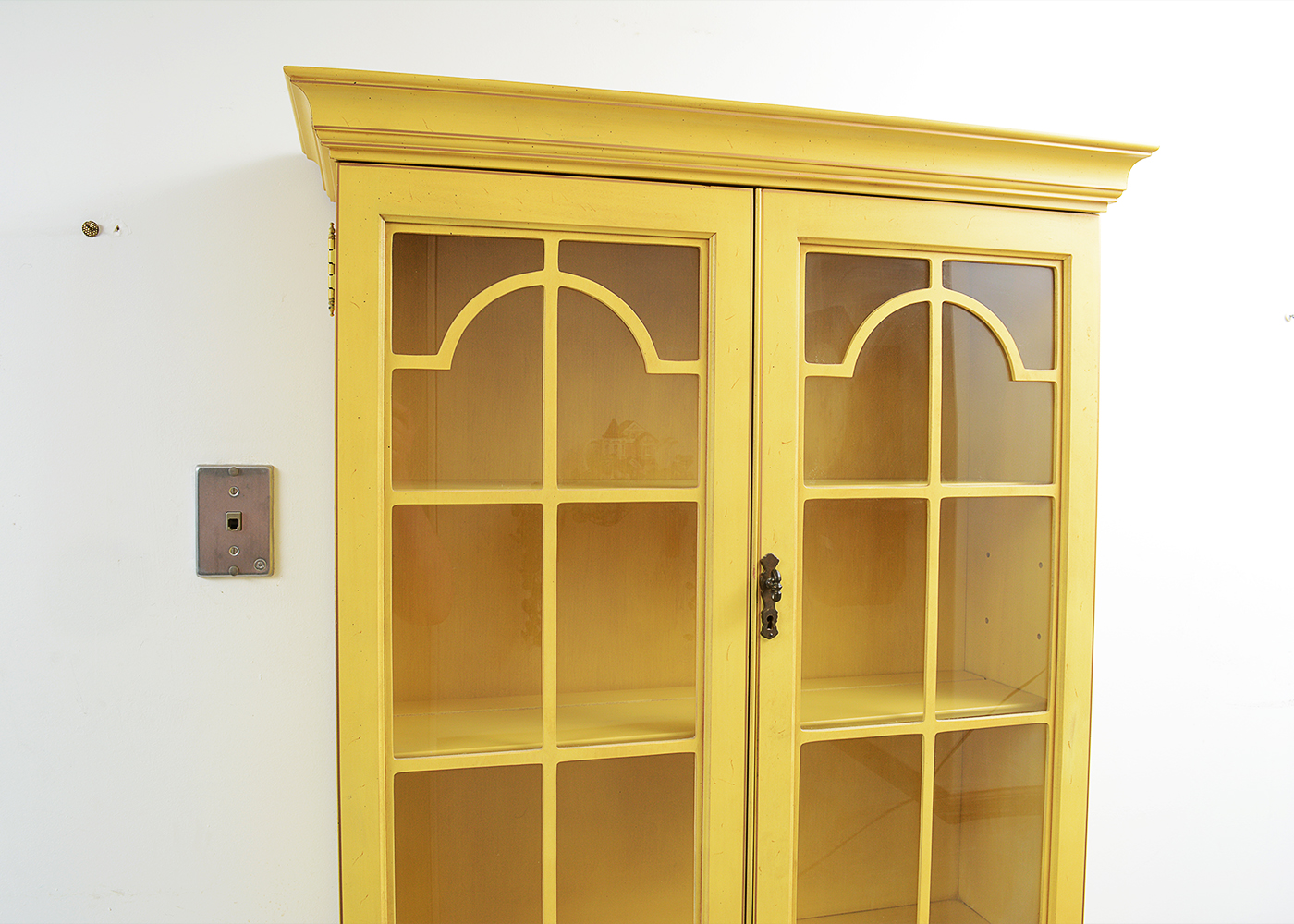 Vintage Jasper Cabinet Yellow Wooden Secretary