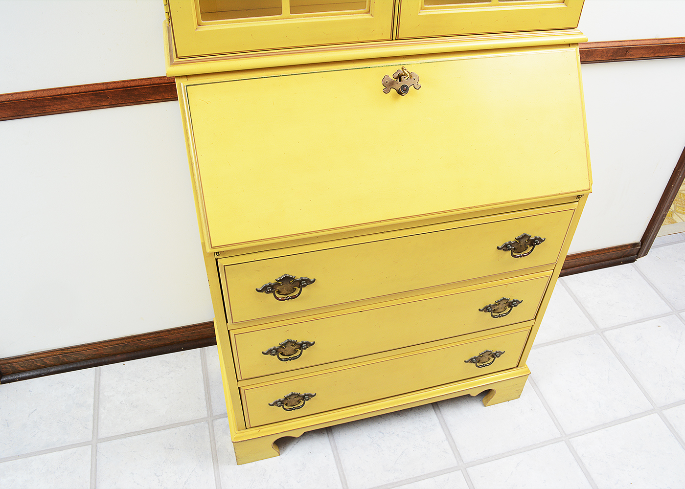 Vintage Jasper Cabinet Yellow Wooden Secretary