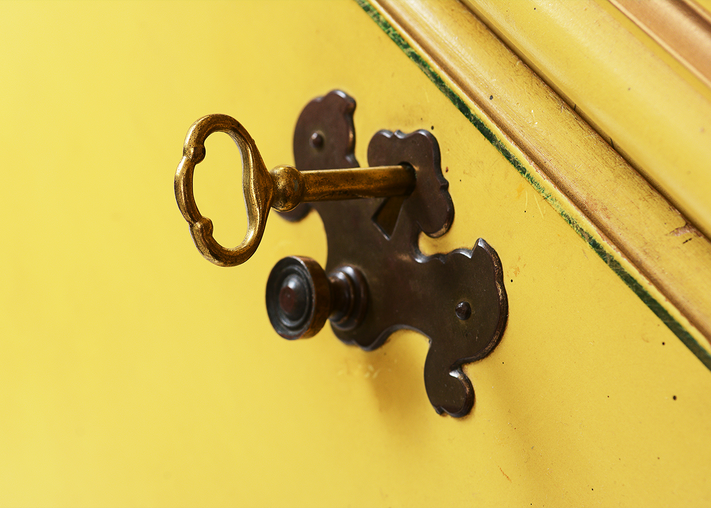 Vintage Jasper Cabinet Yellow Wooden Secretary