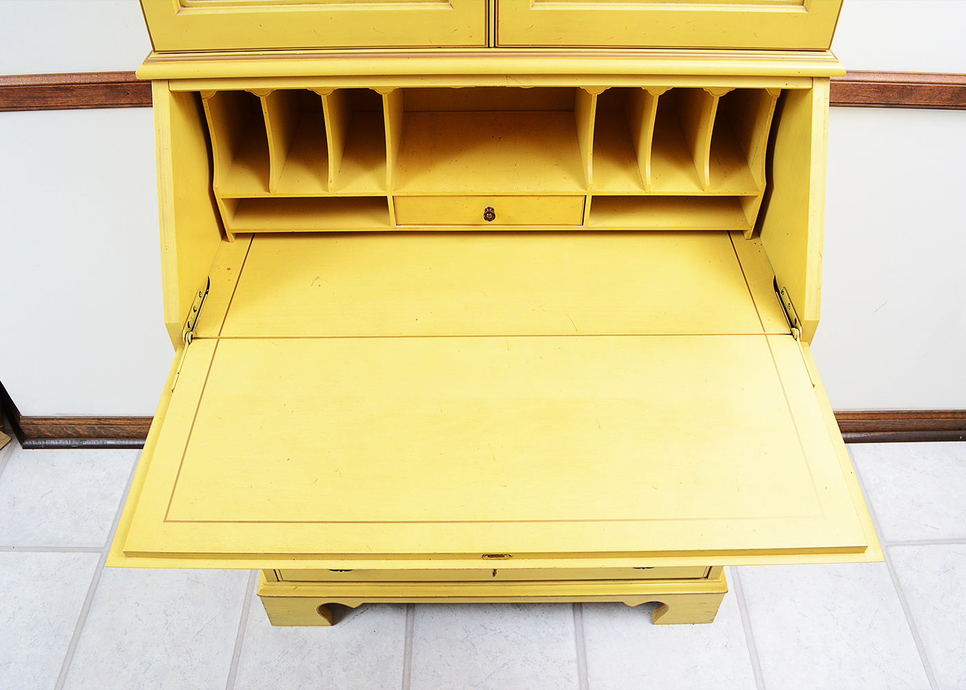 Vintage Jasper Cabinet Yellow Wooden Secretary