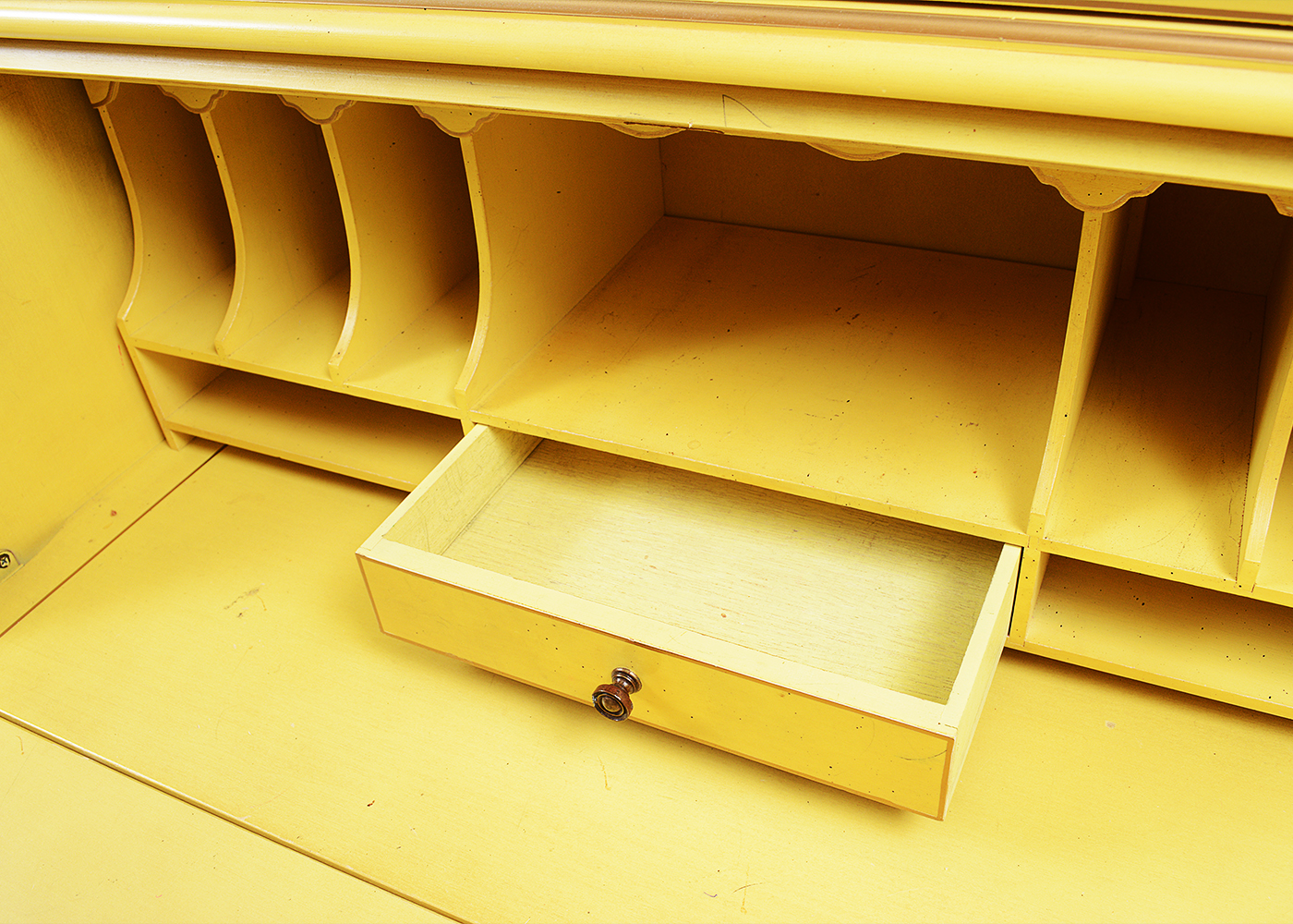 Vintage Jasper Cabinet Yellow Wooden Secretary