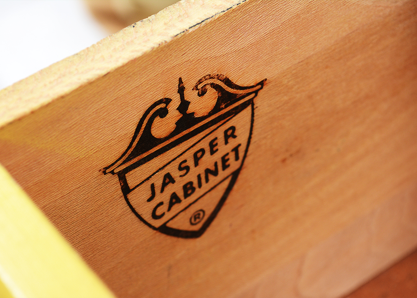 Vintage Jasper Cabinet Yellow Wooden Secretary