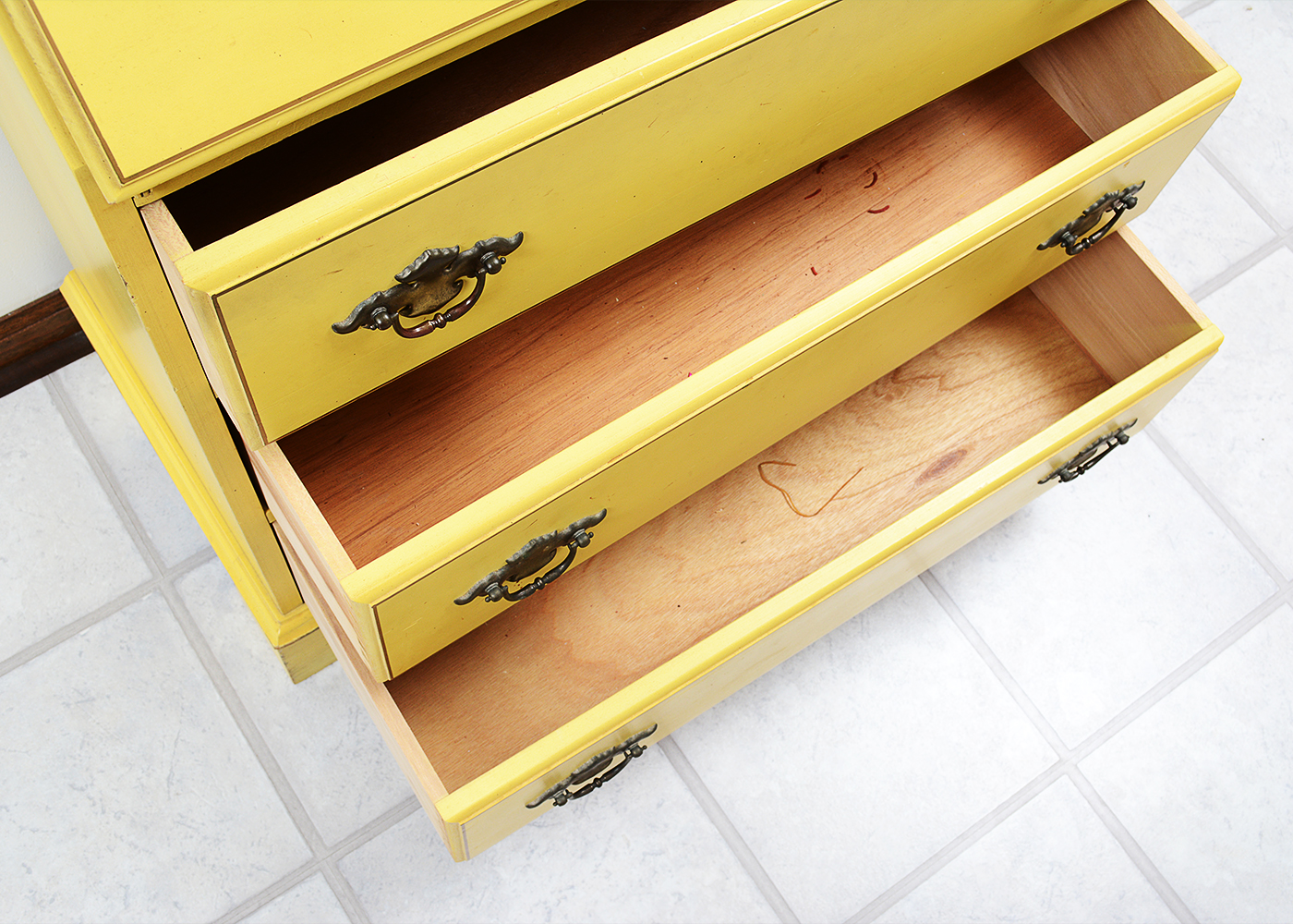 Vintage Jasper Cabinet Yellow Wooden Secretary