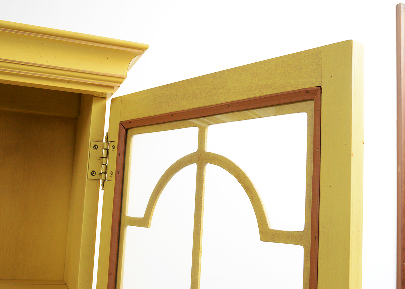 Vintage Jasper Cabinet Yellow Wooden Secretary