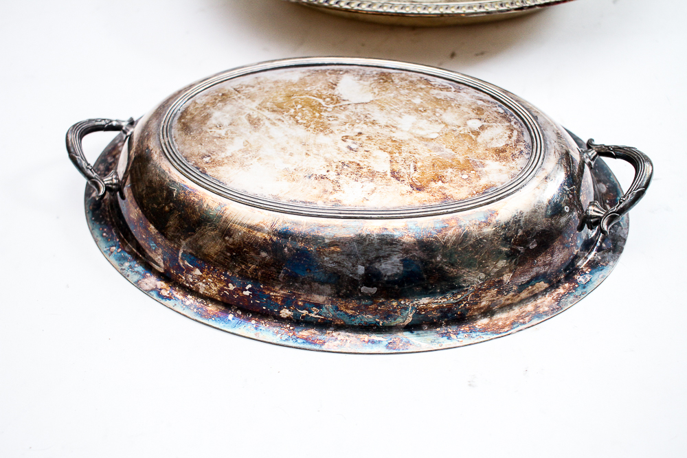 Vintage Silver Plate Buffet Dish with Lid and Glass Insert