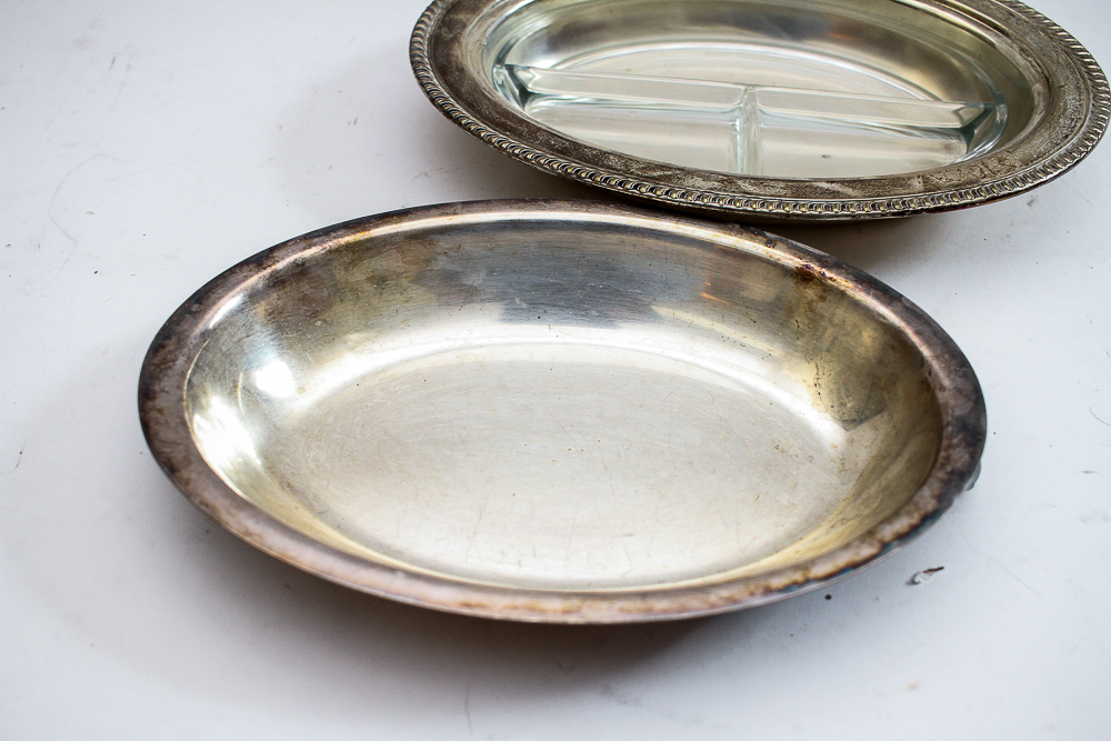 Vintage Silver Plate Buffet Dish with Lid and Glass Insert