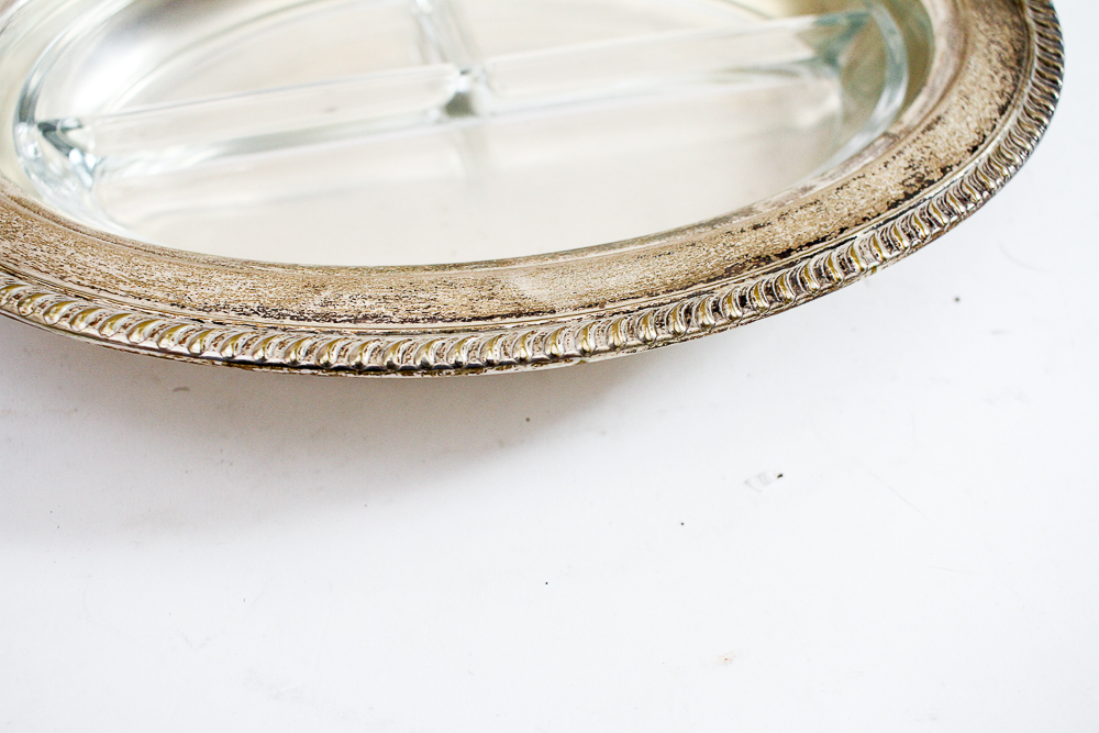 Vintage Silver Plate Buffet Dish with Lid and Glass Insert