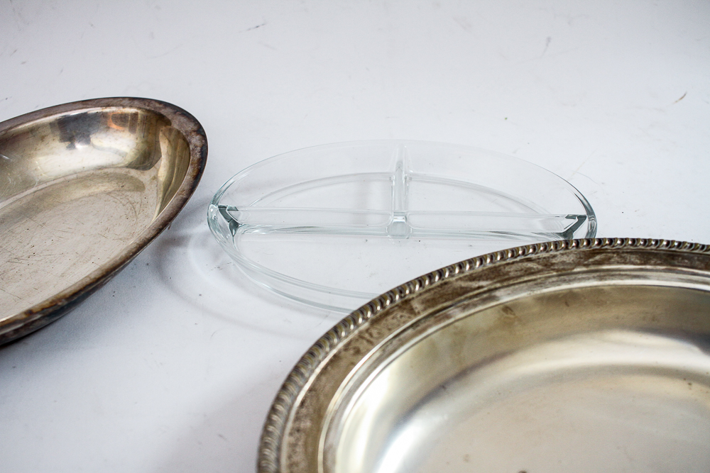 Vintage Silver Plate Buffet Dish with Lid and Glass Insert