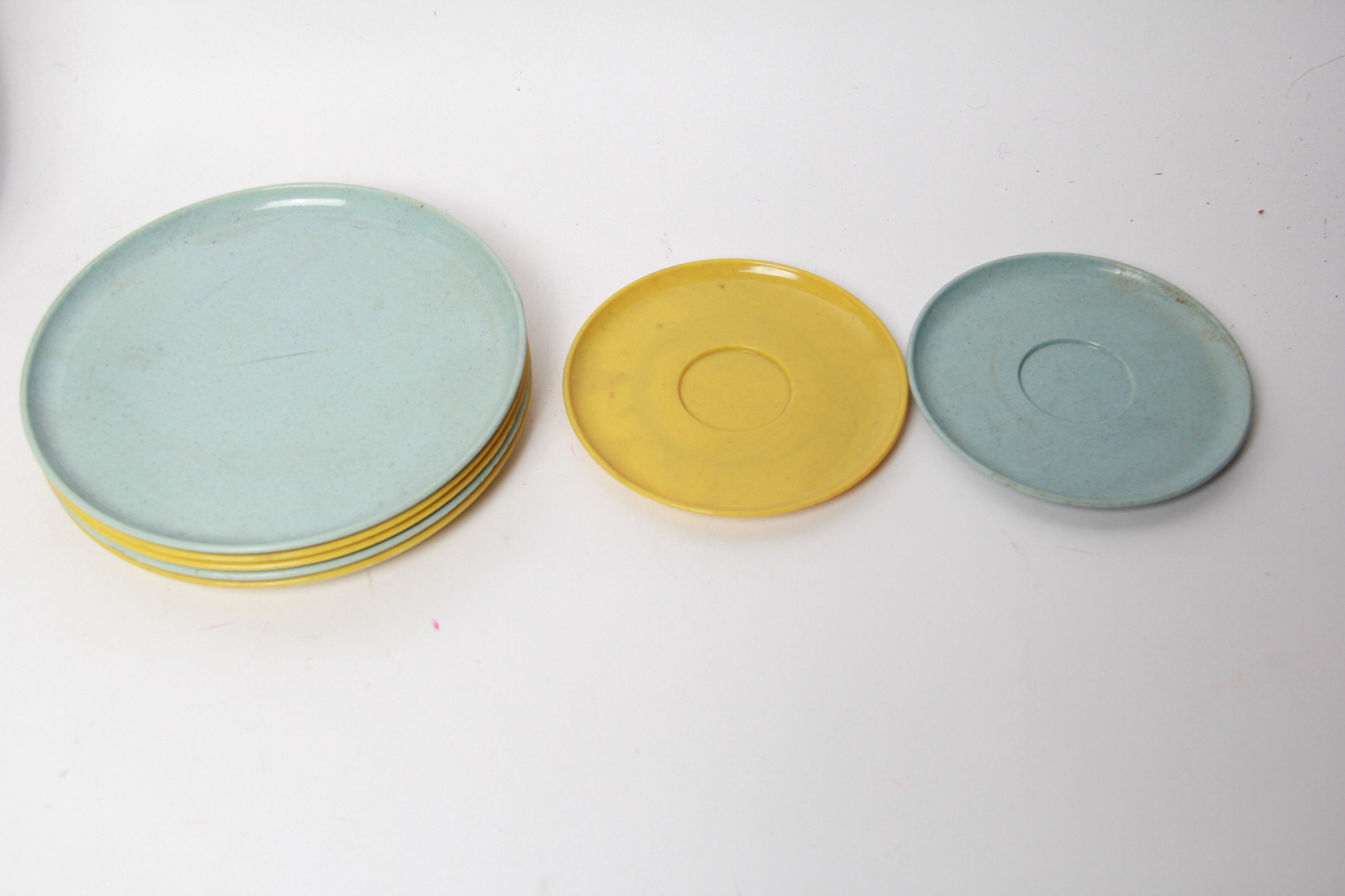 Vintage Russel Wright Children's Play Set Dishes and Wooden Tray