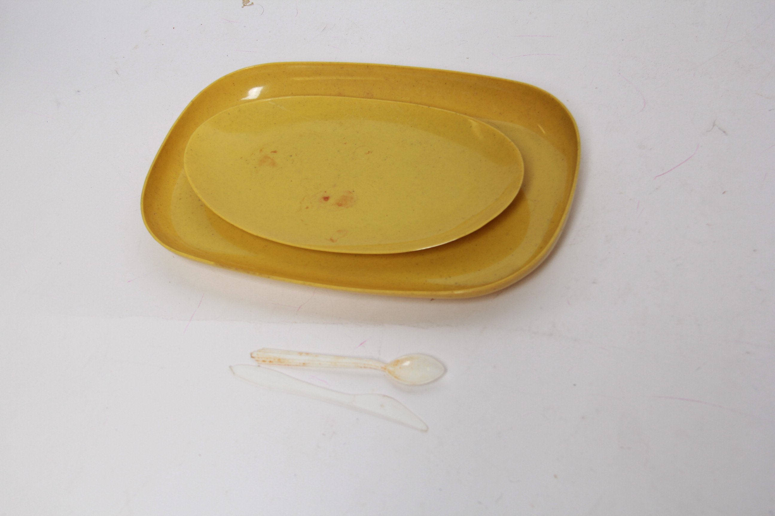 Vintage Russel Wright Children's Play Set Dishes and Wooden Tray