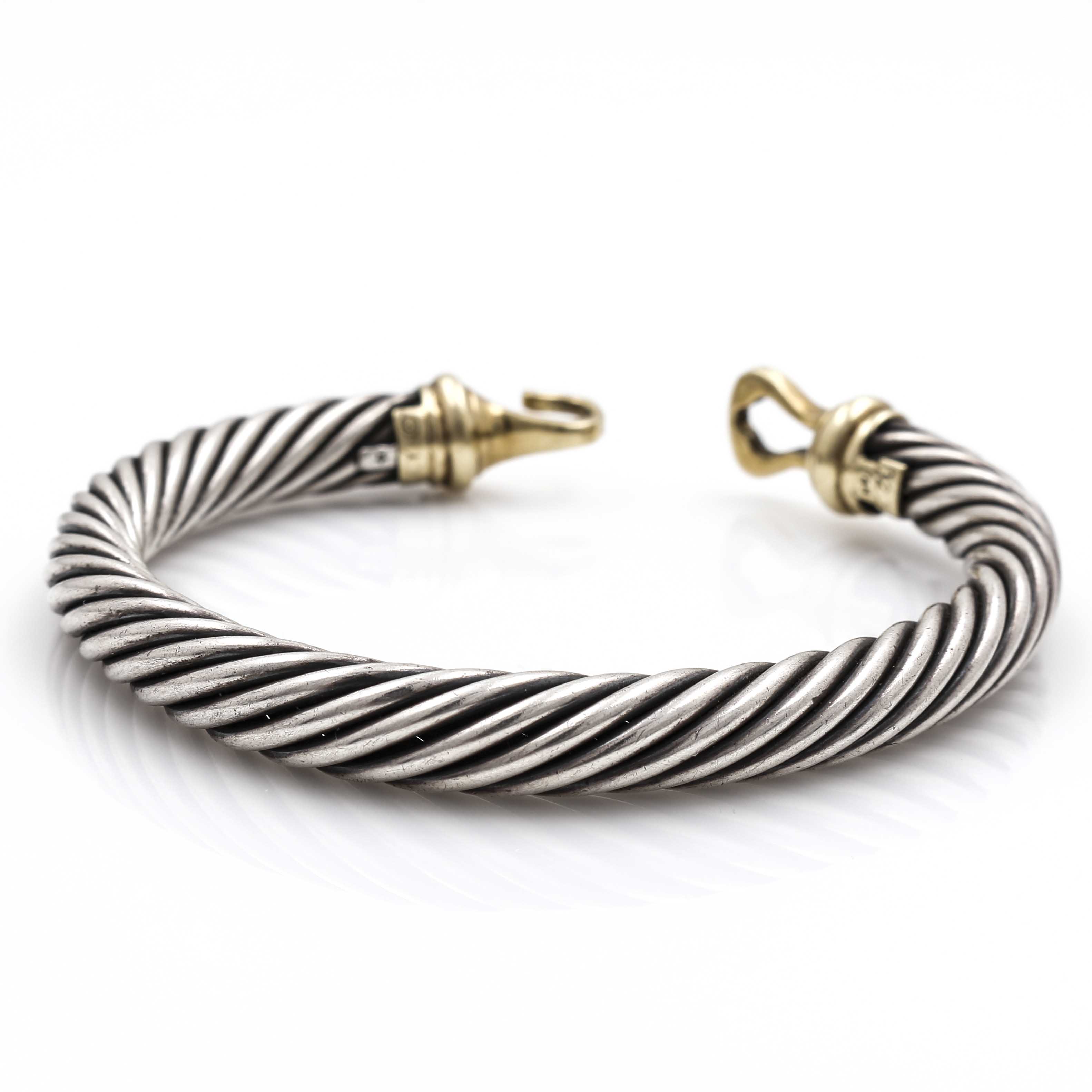 Vintage David Yurman Sterling Silver and 14K Yellow Gold Bangle Bracelet