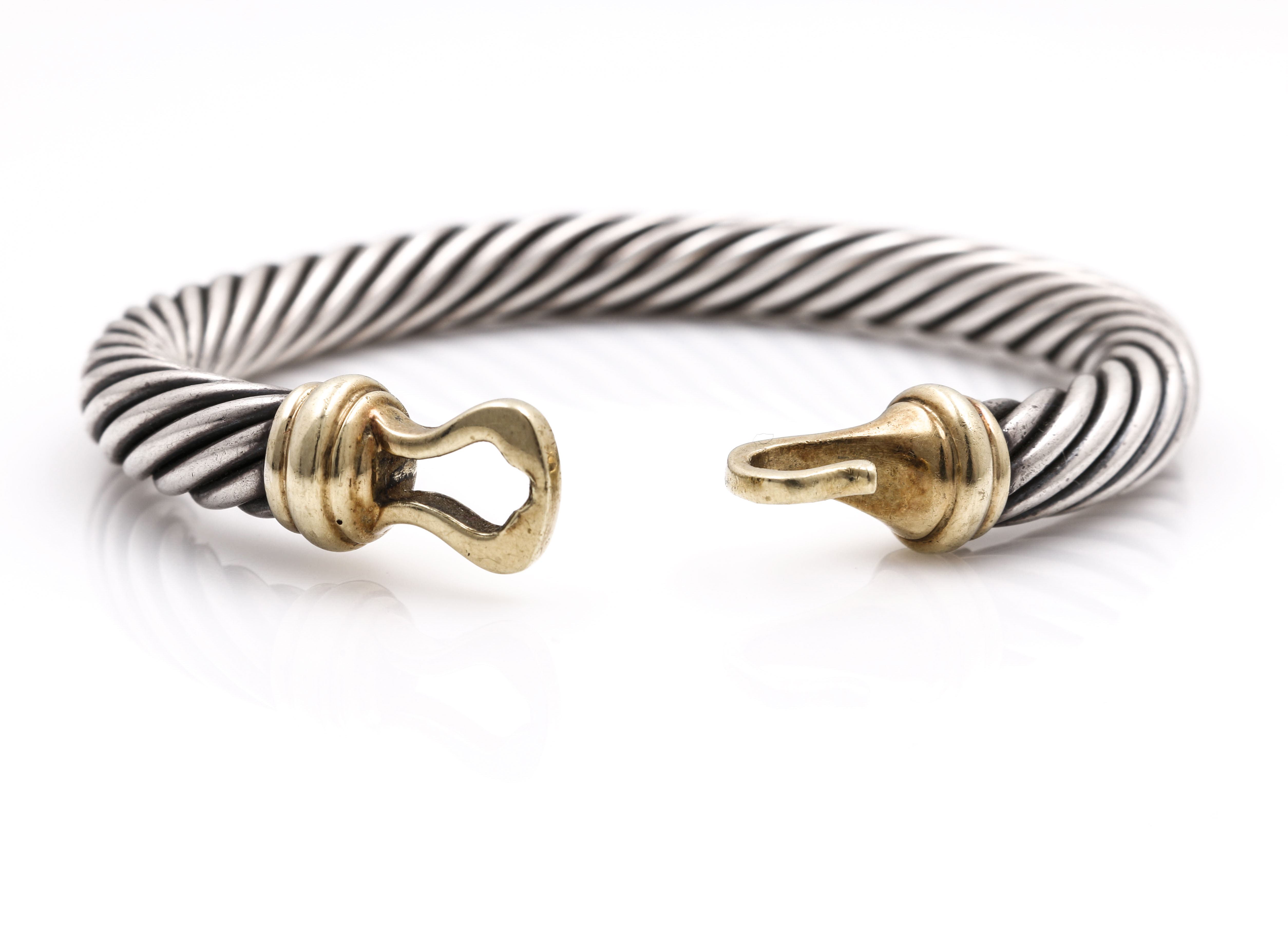 Vintage David Yurman Sterling Silver and 14K Yellow Gold Bangle Bracelet