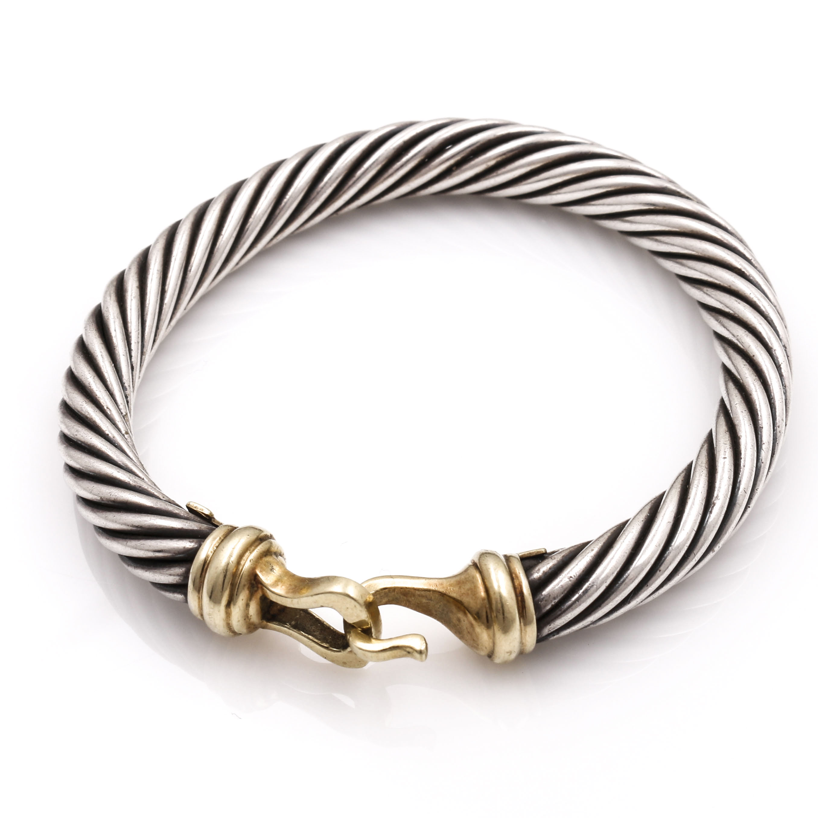 Vintage David Yurman Sterling Silver and 14K Yellow Gold Bangle Bracelet