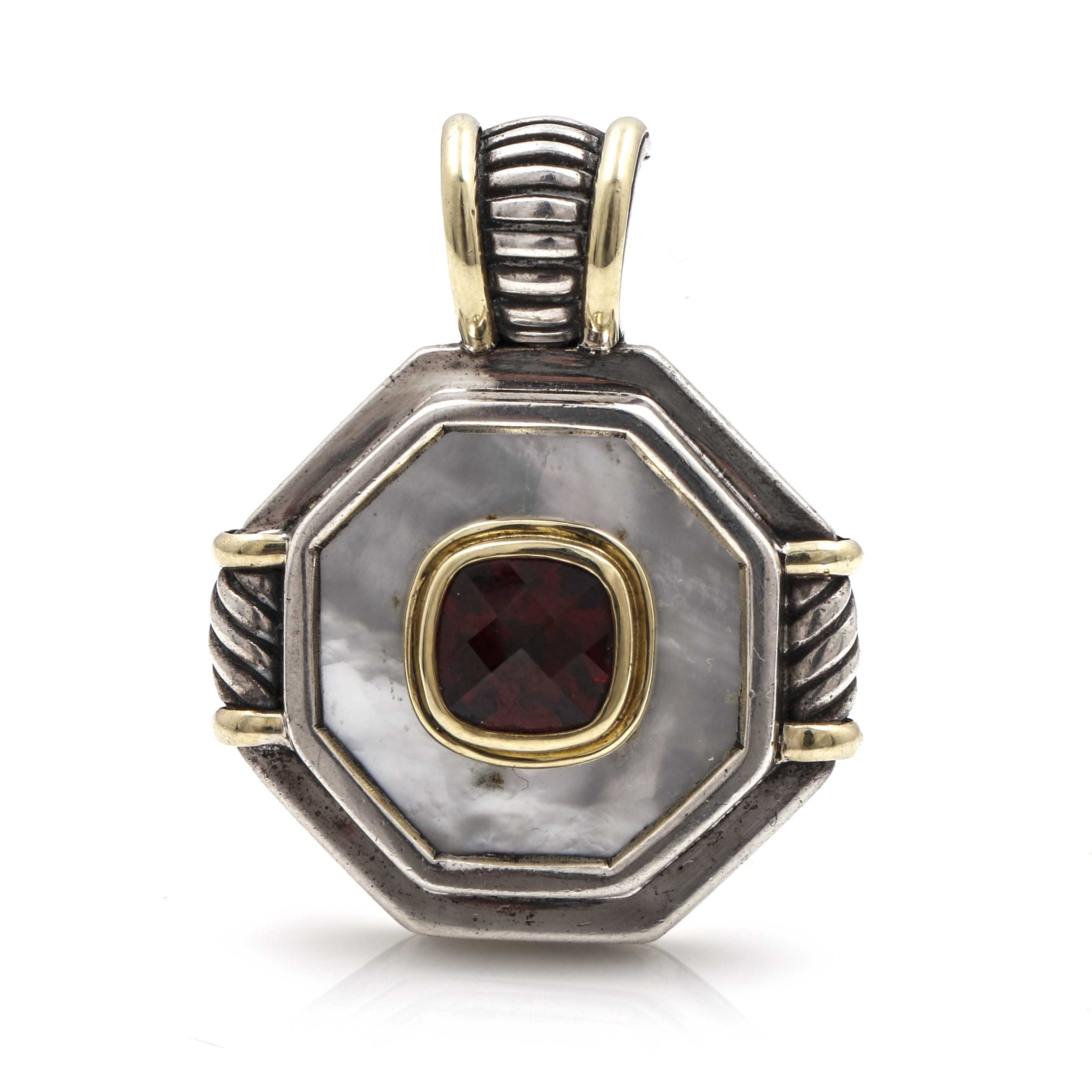 Vintage David Yurman Sterling Silver and 14K Garnet Pendant