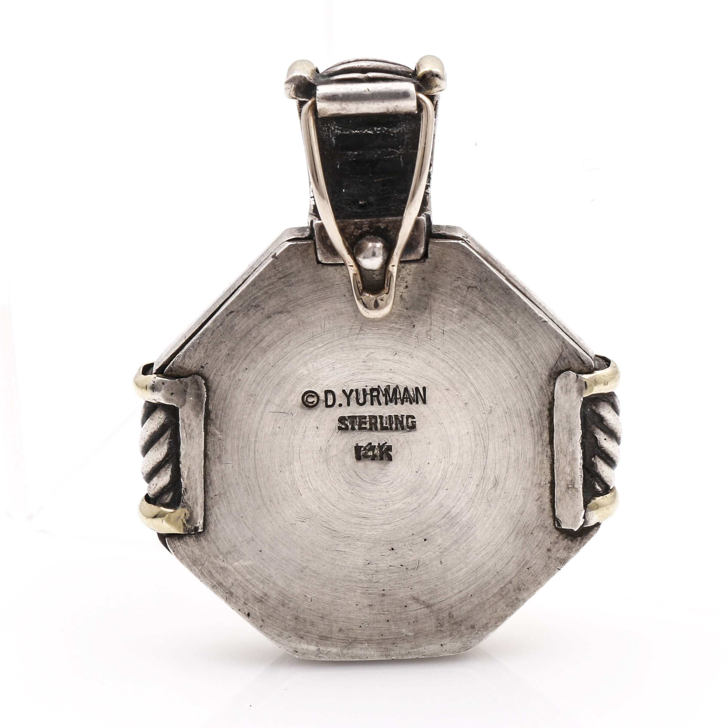 Vintage David Yurman Sterling Silver and 14K Garnet Pendant