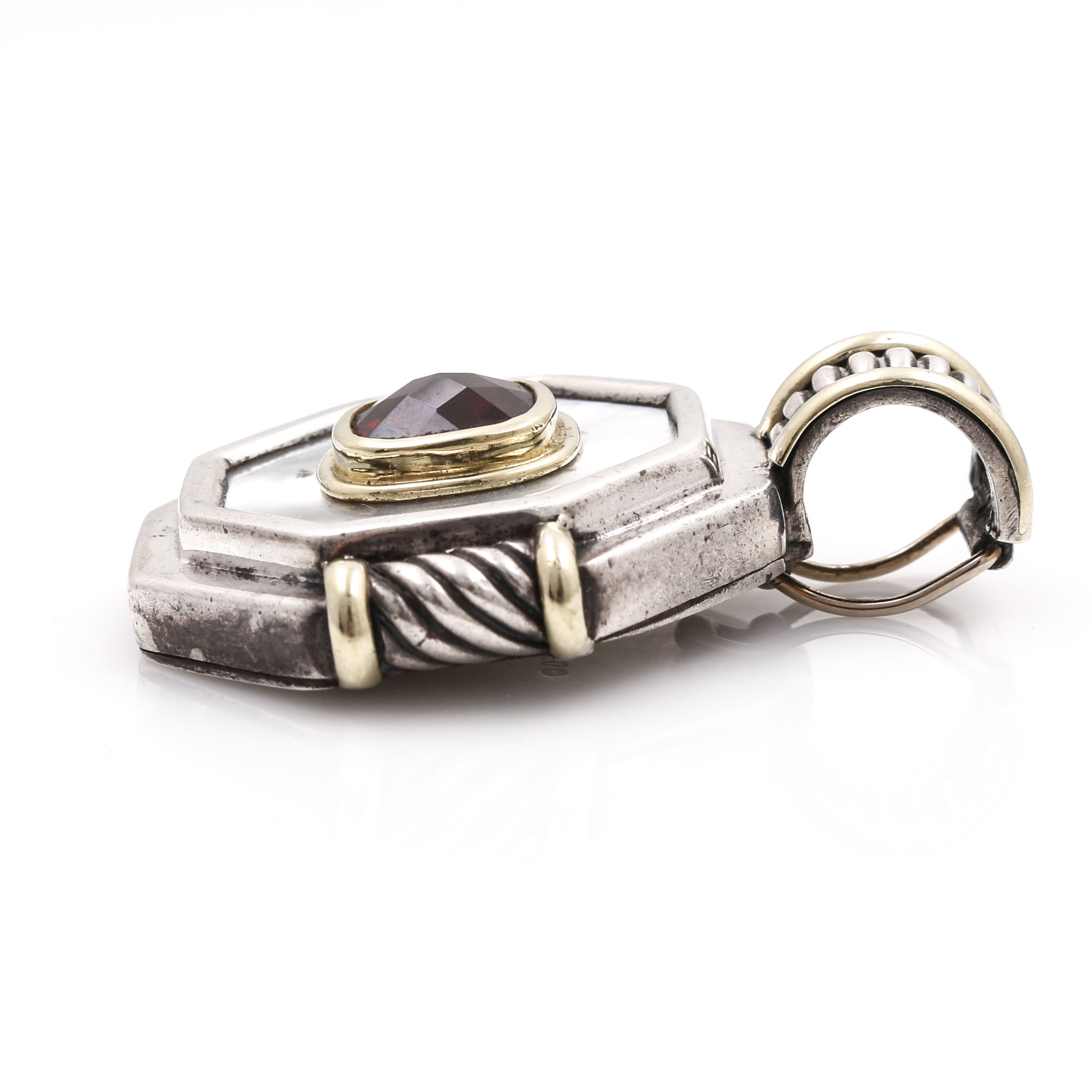 Vintage David Yurman Sterling Silver and 14K Garnet Pendant