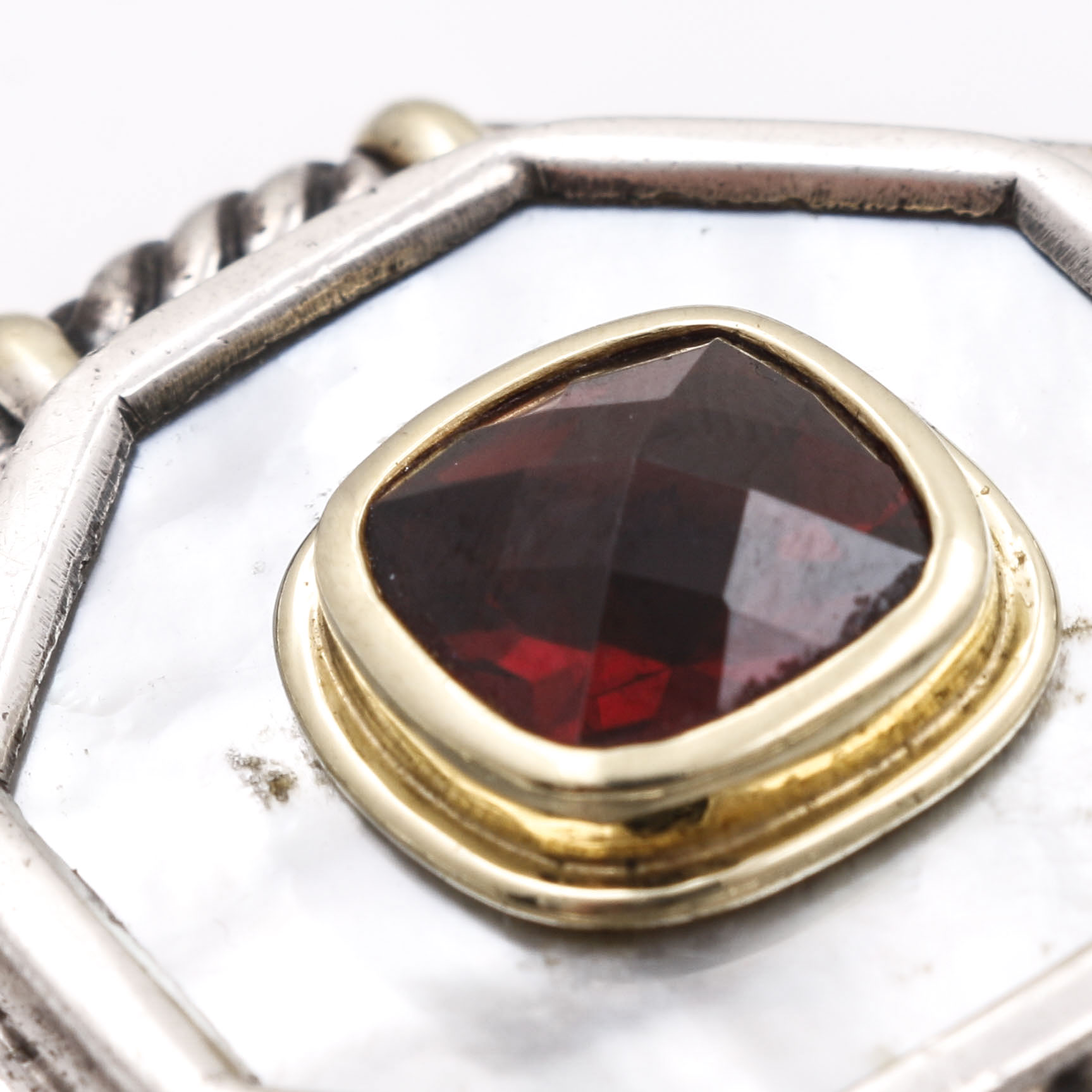 Vintage David Yurman Sterling Silver and 14K Garnet Pendant