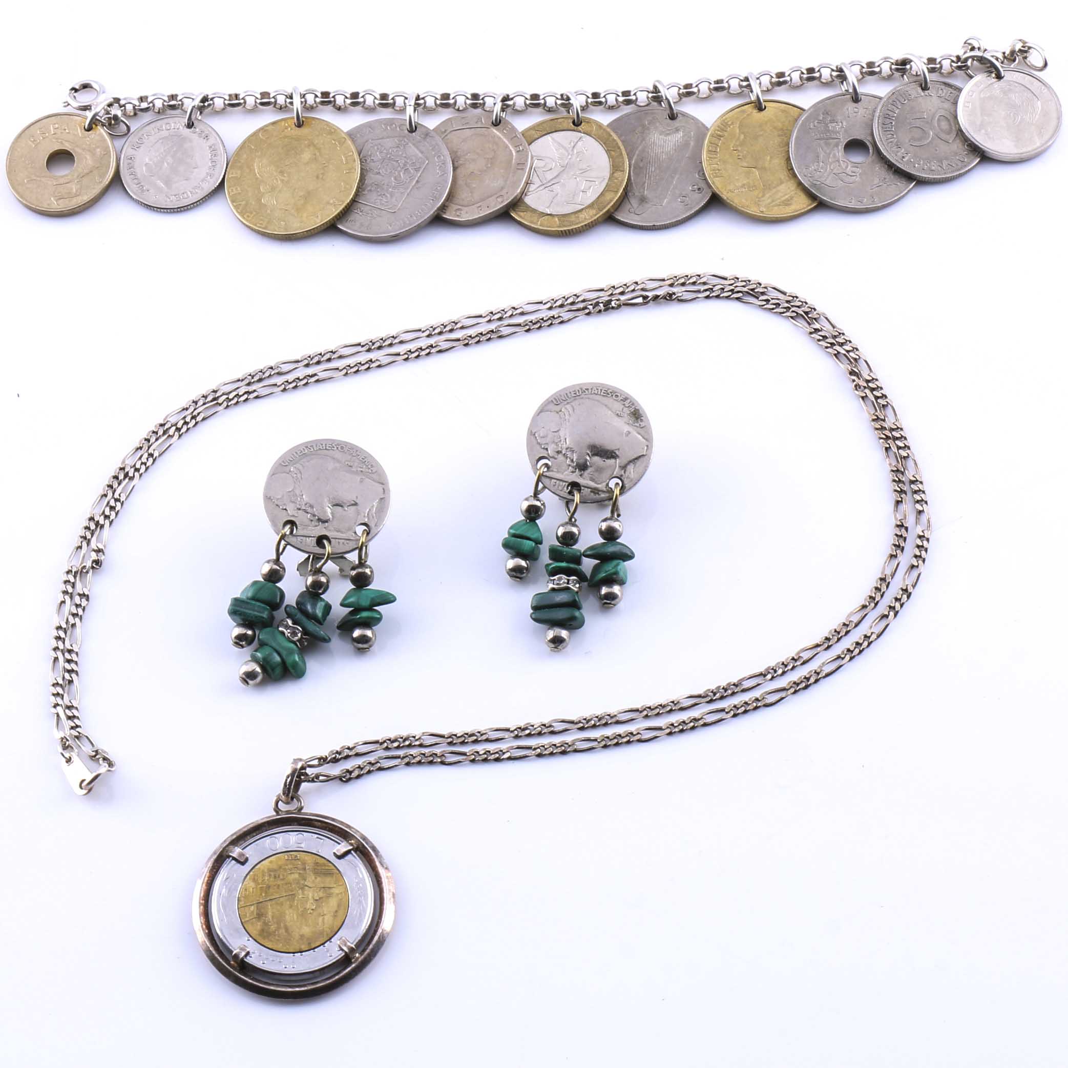 Silver Tone Coin Jewelry