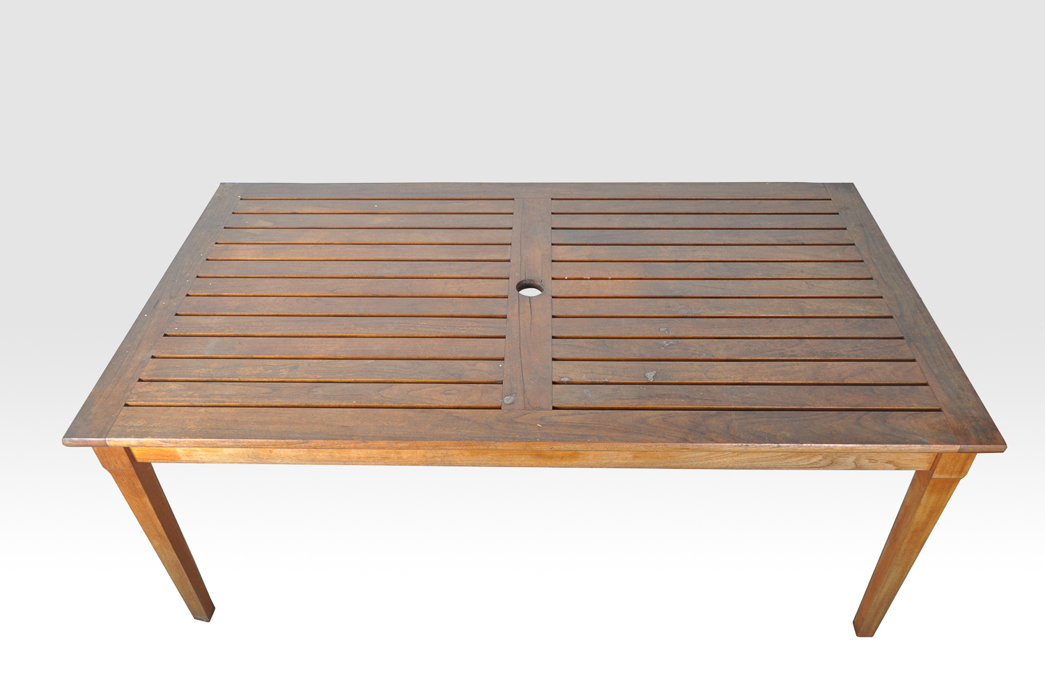 Restoration Hardware Teak Table With Matching Chairs and Umbrella