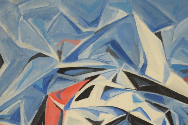 James Yoko Original 1963 Abstract Cubist Oil on Canvas "Fish"