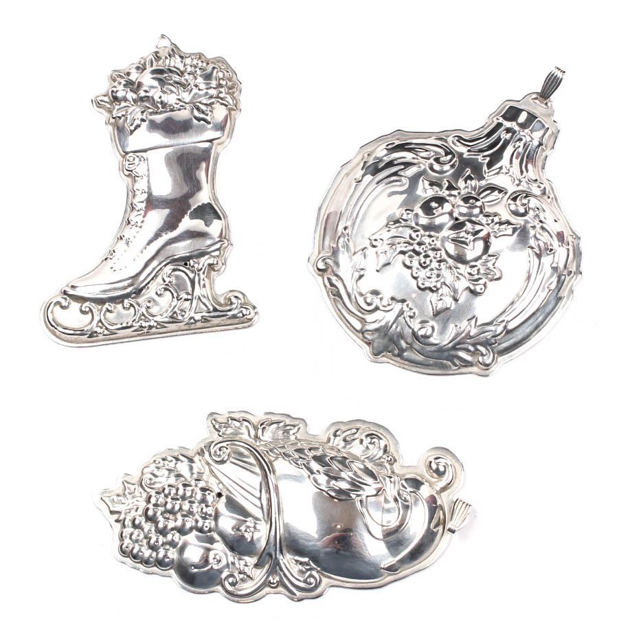 Sterling Silver Reed & Barton Christmas Ornaments