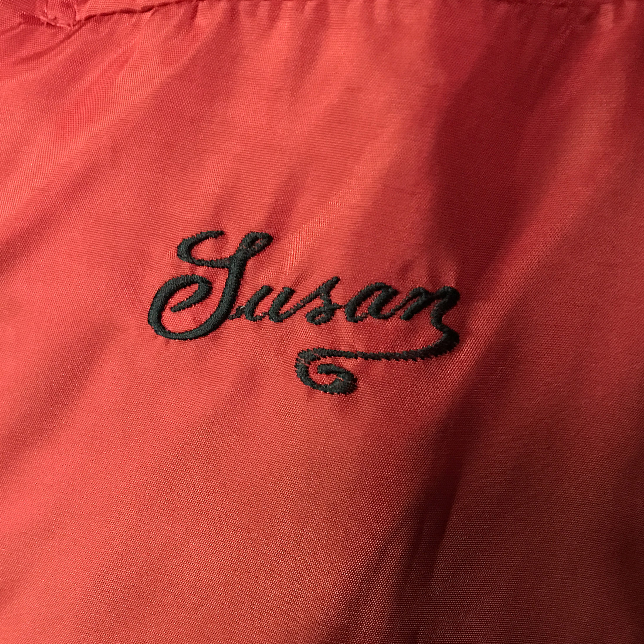 Susan's Red Sheared Beaver Fur Coat Embroidered "Susan" on Lining