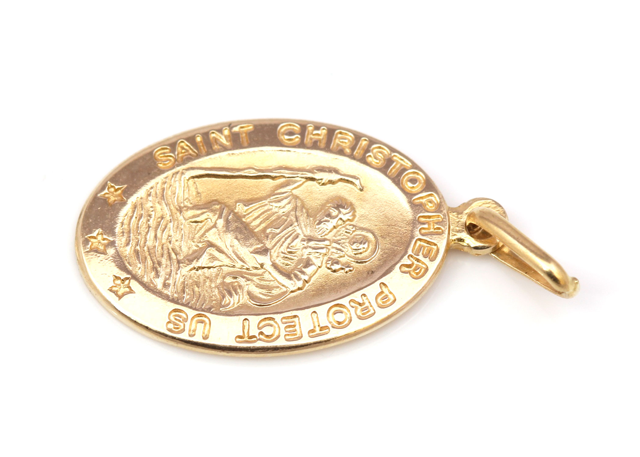 14K Yellow Gold St. Christopher Medal Pendant