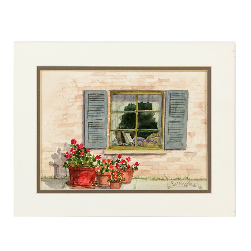 Radia S. Pfingstag Watercolor Painting on Paper "Frances' Window"